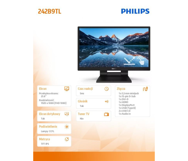 Philips Philips 242B9TL/00 dotykowy - 651479 - zdjęcie 6